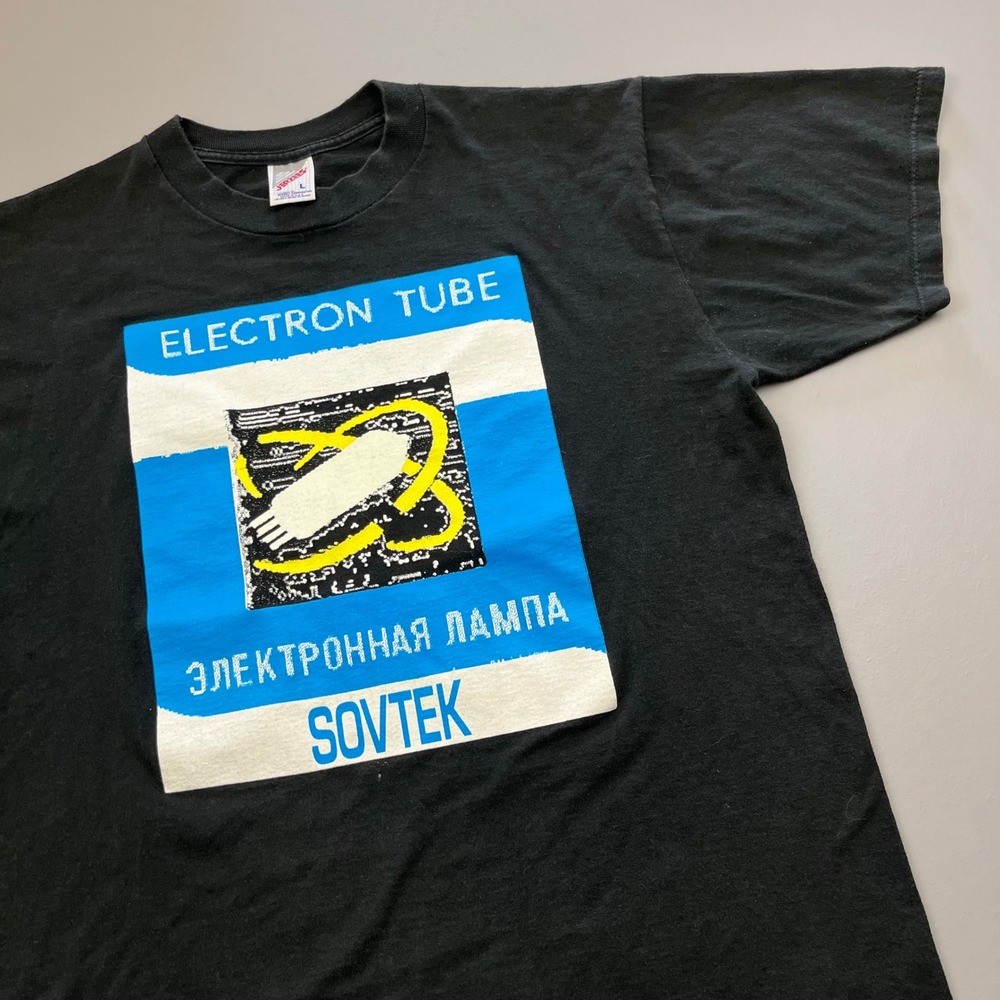 Jerzees Sovtek Electron Tube T-Shirt Mens Large Black Vintage 90s Graphic Tee